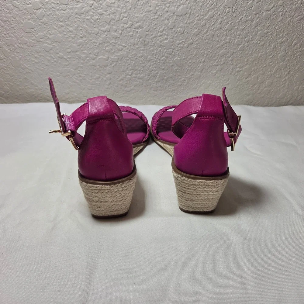 Vince Camuto Magenta Pink Woven Espadrille Wedge Sandals Womens 6.5M 37
